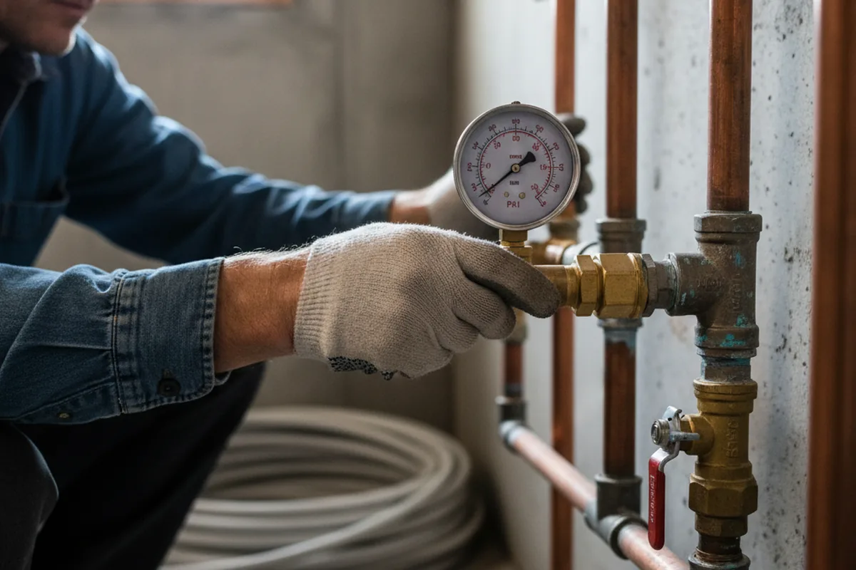 Pressure testing a repaired line during Water Line Repair in Mapleton